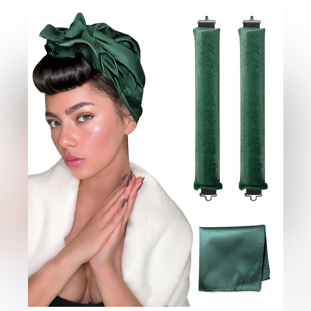 Heatless Curling Rod Set Classic Velvet Hair Rollers Overnight W satin scarf NEW